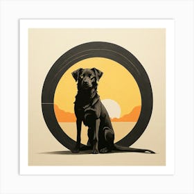 Dog At Sunset Art Print