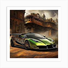 Green Sports Car Art Print