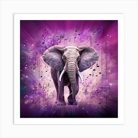 Elephant With Music Notes Art Print