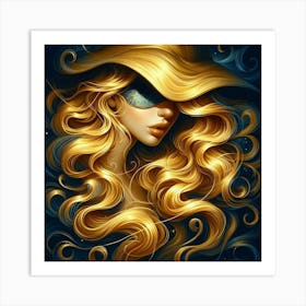 Golden Girl With Hat Art Print