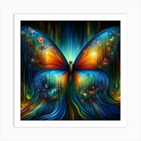 Surrealist Vibrant Butterfly III Art Print