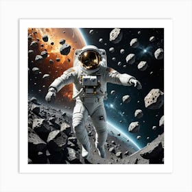 Between Worlds: An Astronaut's Celestial Voyage Art Print