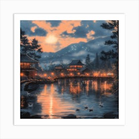 長閑な秋の夜、南木曽村 Peaceful Automn Evening In Nagiso Village (I) Art Print