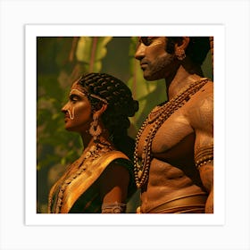 Rama and Sita - Two Indians Standing Next To Each Other Art Print