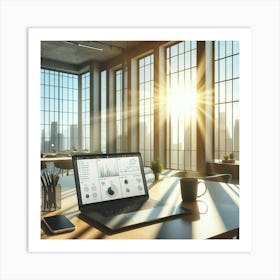 Laptop On A Desk 3 Art Print