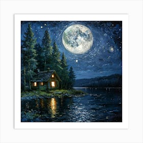 Night By The Lake Art Print