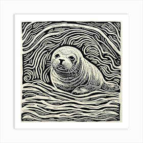 Sdxl 09 Seal Pup Linocut 0 Upscaled Upscaled Art Print