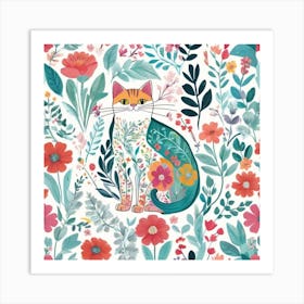 Cat theme with elegant and artistic elements Art Print