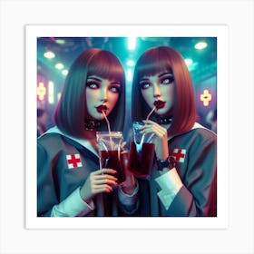 Two Dolls Drinking Art Print