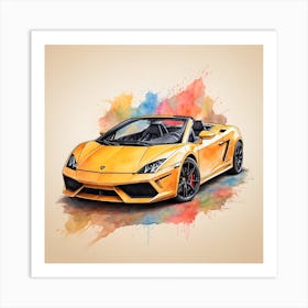 Yellow Lamborghini Art Print