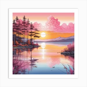 Sunset At The Lake Art Print