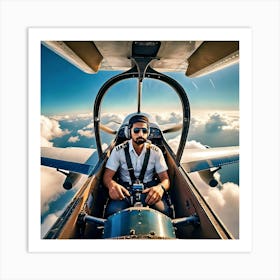 Pilot In Cockpit Art Print