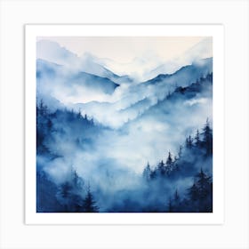 Watercolor Of Mountains 3 Art Print