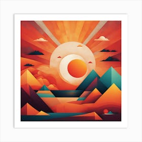 Sunset In The Mountains 50 Art Print