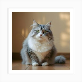 Cat Sitting On The Floor Art Print