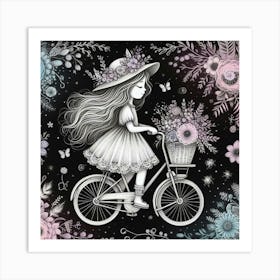 Little Girl On A Bike Art Print