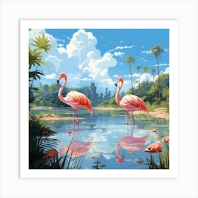 Flamingo Fun 10 Art Print