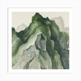 Japanese Watercolour Of Mount Nikko Shirane 3 Art Print