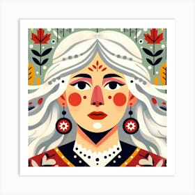 White Woman in Folk Dress Art Print