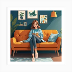 Graphic Design Girl In The Sofa Art 3 Art Print