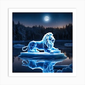 Lion On Ice Art Print