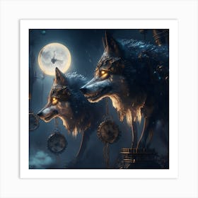 Steampunk Wolf 4 Art Print