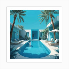 Cyan Oasis Bright Blue Swimming Pool Art Print Art Print 3 Art Print