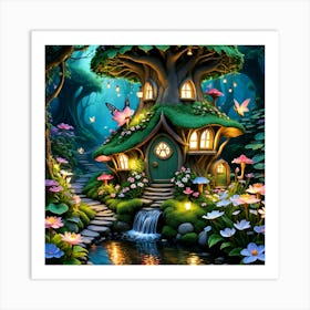 Fairy House In The Forest Art Print