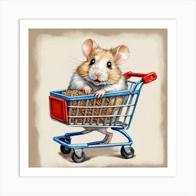 Hamster In A Shopping Cart 4 Art Print