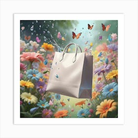 Shopping Bag In The Garden Art Print