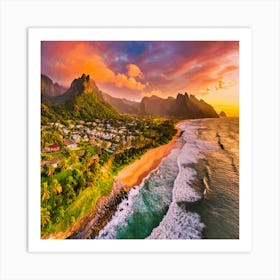 Sunset In Hawaii Art Print