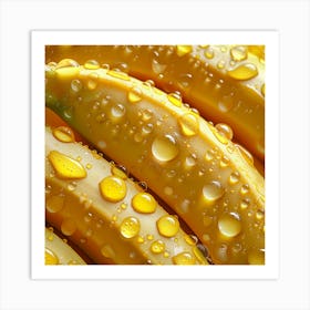 Yellow Bananas With Water Droplets Art Print