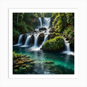 Waterfall In The Forest 74 Art Print