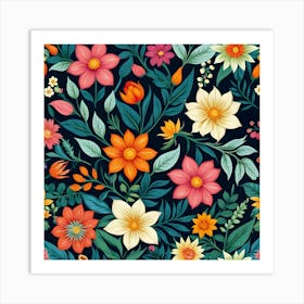 Floral Seamless Pattern 12 Art Print