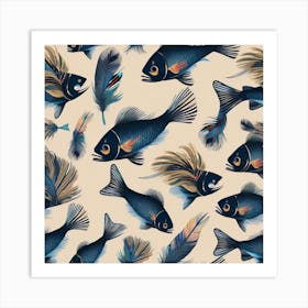 Fish And Feathers Art Print