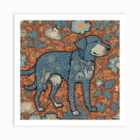 william morris Dog With Flowers Art Print