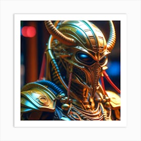 Golden Horned Robot Art Print