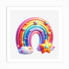 Rainbow With Stars Art Print