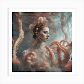 Coral Ocean Octopus Beauty Art Print