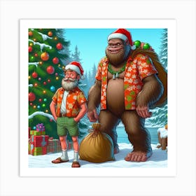 Bigfoot Santa Art Print