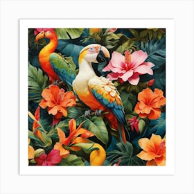 Tropical Parrots 1 Art Print