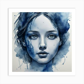 Blue Watercolor Painting 1 Art Print