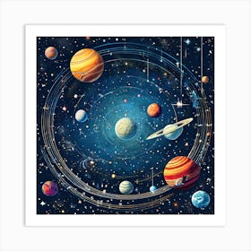 Solar System art print Art Print