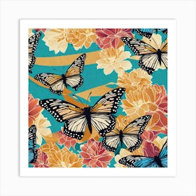 Butterflies And Flowers 10 Art Print