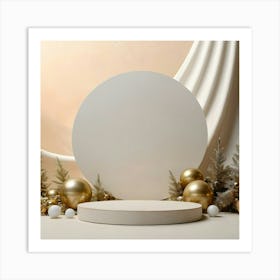 White Circle With Gold Ornaments 1 Art Print