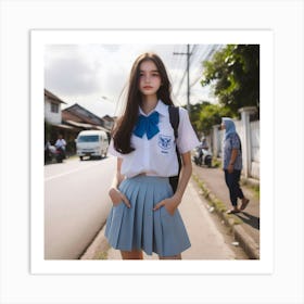 Asian Girl In School Uniform 2 Art Print