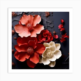 Flowers On A Dark Surface Art Print