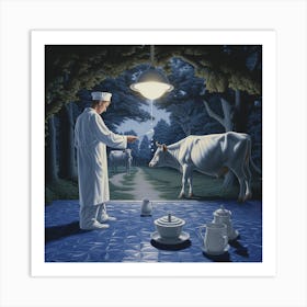 Chef And Cow Art Print