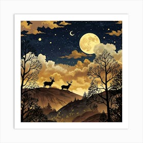 Leonardo Anime Xl A Natural Nighttime Scene With Golden And Br 1 (5) Art Print