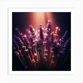 Lavender Flowers On A Dark Background Art Print